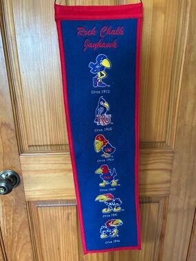Rock Chalk KU Jayhawk Banner - Wall Hanging 9.5” x 31.5”